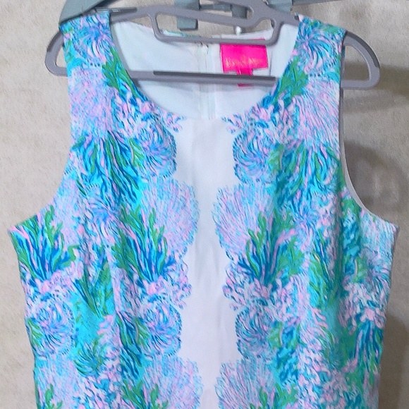 NWOT Lilly Pulitzer Vibrant Coral Reef Romper Zip Up Back Inner Lining Size 16 - Picture 3 of 13